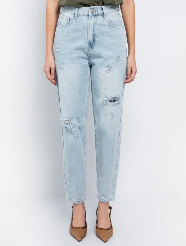 Mom fit jean με φθορές