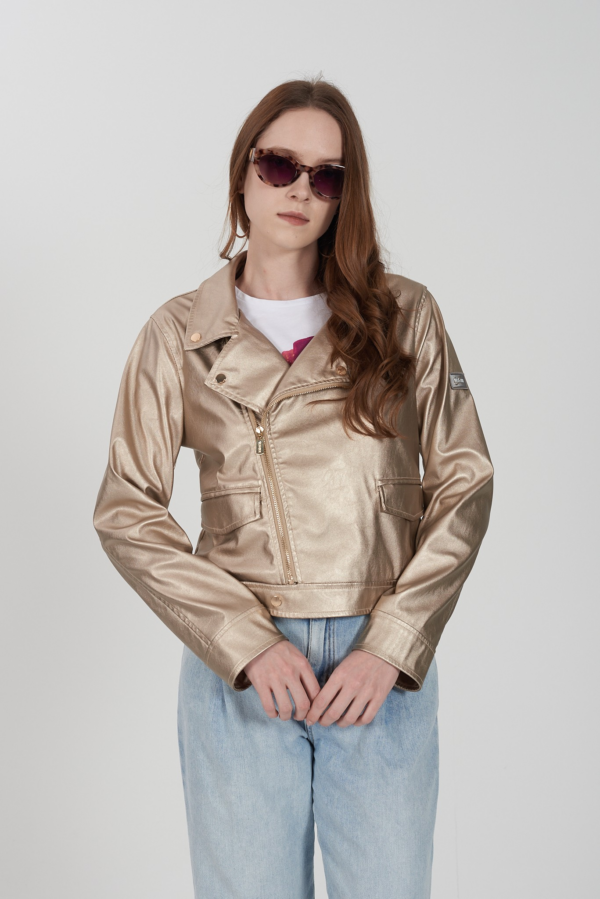 Χρυσό jacket απο δερματίνη