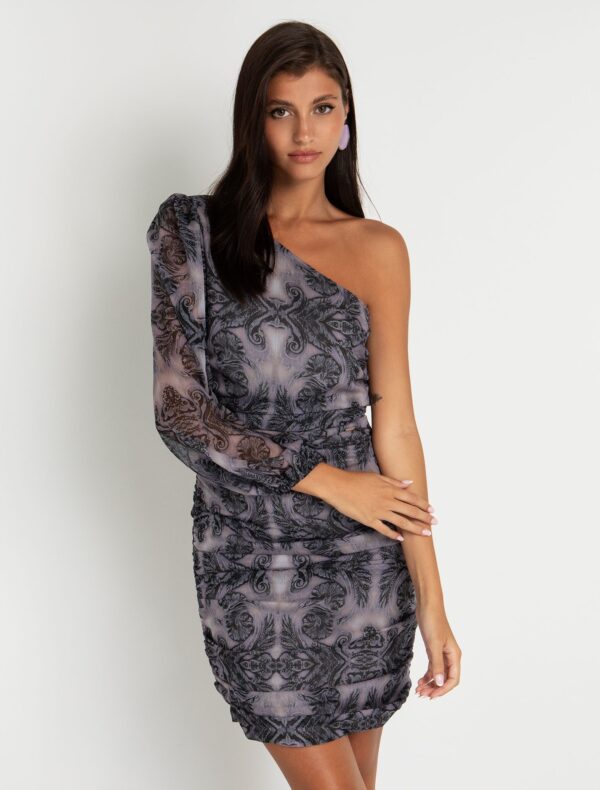One shoulder εμπριμέ φόρεμα