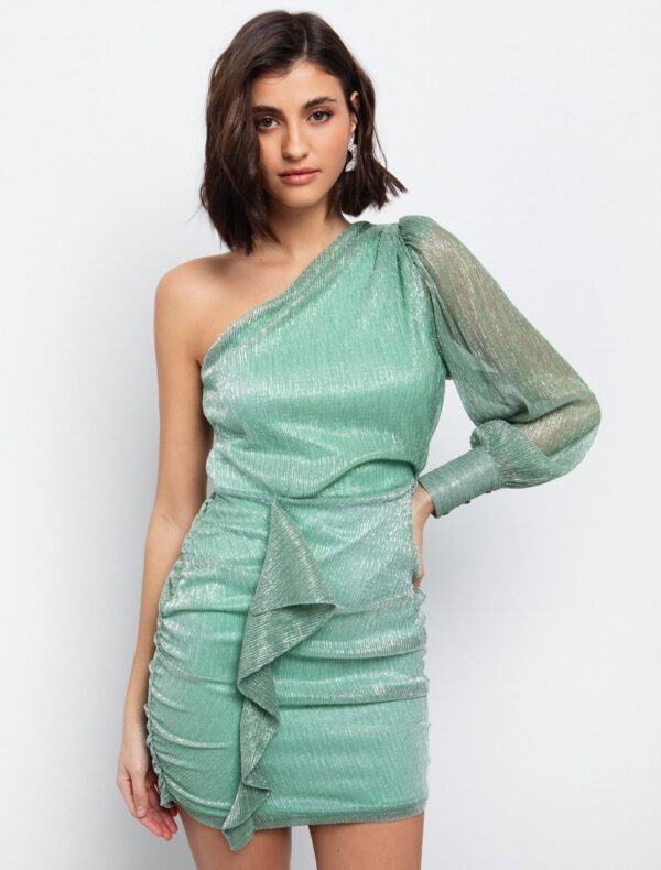 One shoulder φόρεμα lurex - Image 2