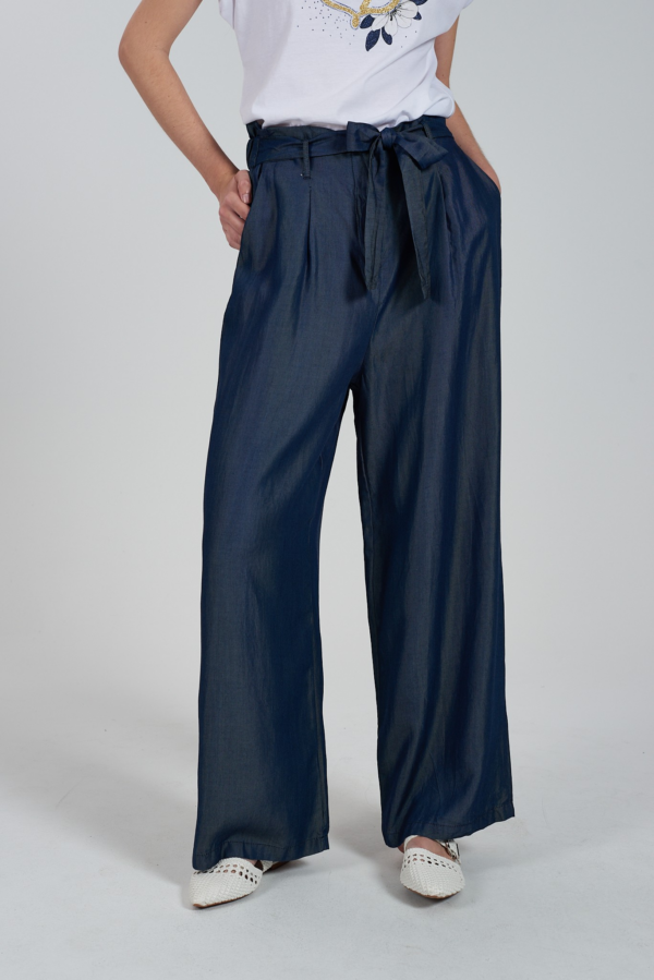 Denim φαρδιά παντελόνα