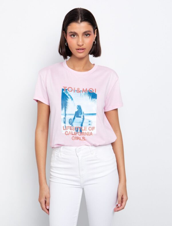 T-shirt με strass επιγραφή