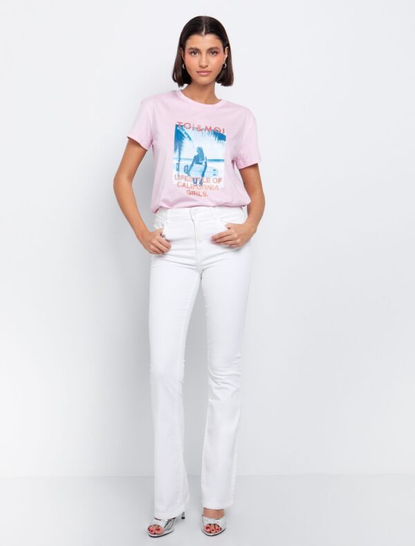 T-shirt με strass επιγραφή - Image 2