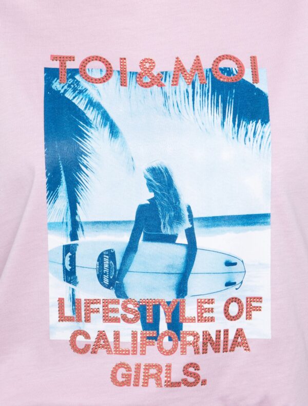 T-shirt με strass επιγραφή - Image 3