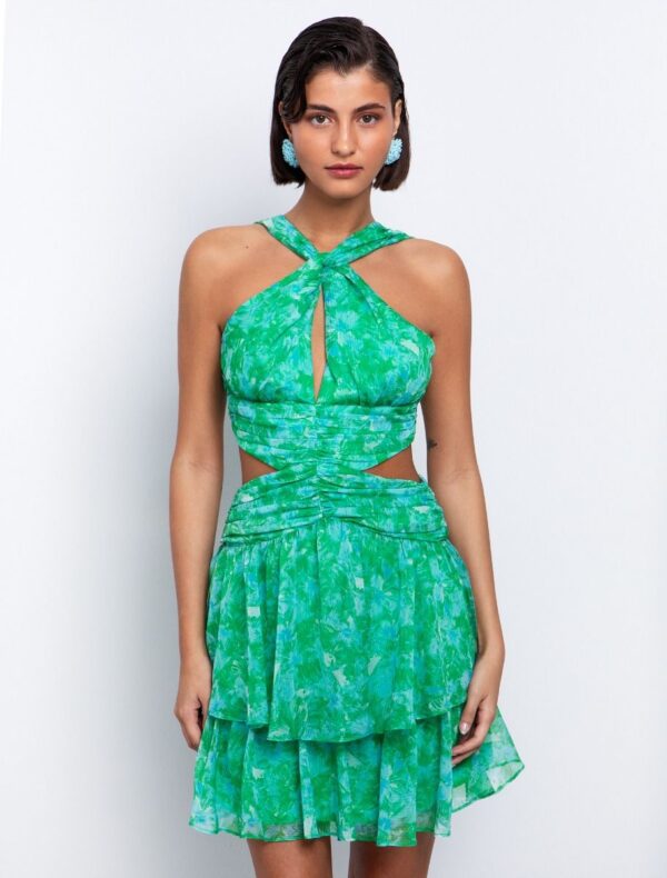 Floral μίνι φόρεμα με cut out - Image 4