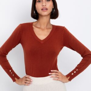 Basic πλεκτή μπλούζα V λαιμόκοψη