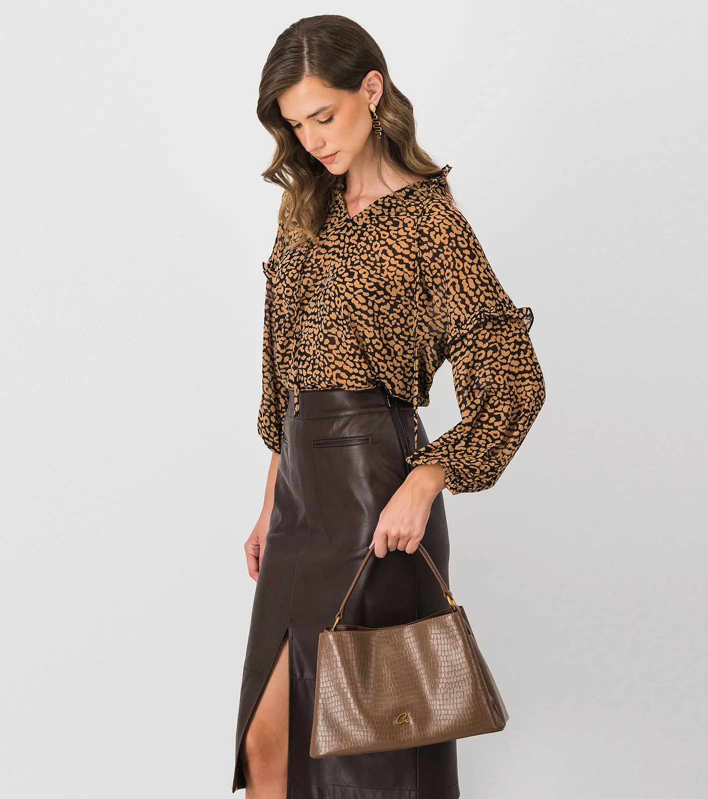 Τσάντα χειρός 3-way κροκό με αποσπώμενο τσαντάκι - Image 8