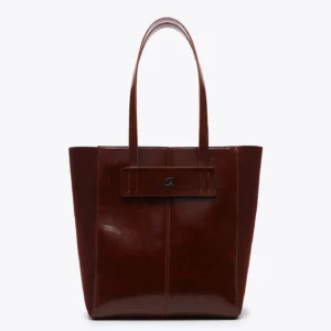 Τσάντα ώμου με διπλά χερούλια & λεπτομέρειες σουέντ