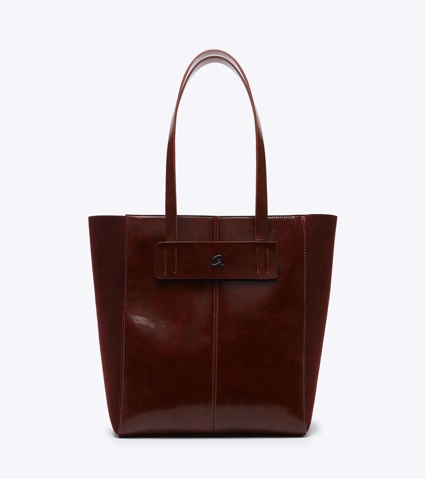 Τσάντα ώμου με διπλά χερούλια & λεπτομέρειες σουέντ