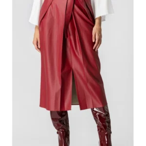 Φούστα eco leather με πιέτες