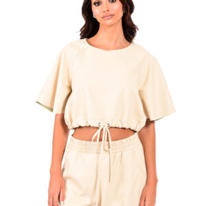 Crop μπλούζα δερματίνη