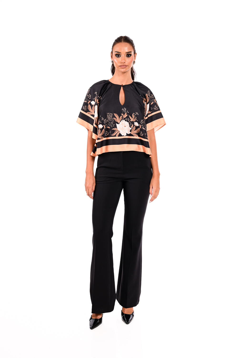 Σατέν μπλούζα με floral print - Image 3