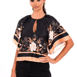 Σατέν μπλούζα με floral print