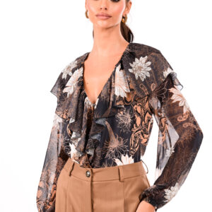 Πουκάμισο floral elegance με βολάν