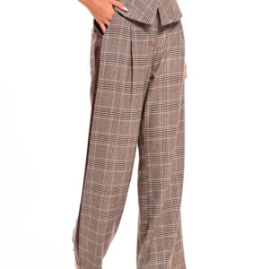 Checked wide leg παντελόνι