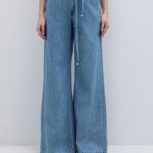 Wide leg τζιν με ζώνη