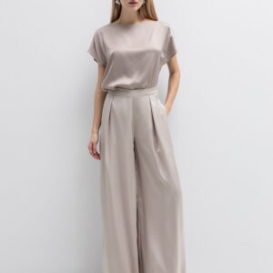 Satin παντελόνα με πιέτες