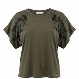 T-shirt με σουέντ κρόσσια