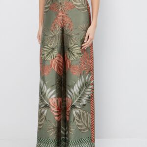 Σατινέ παντελόνα με φύλλα