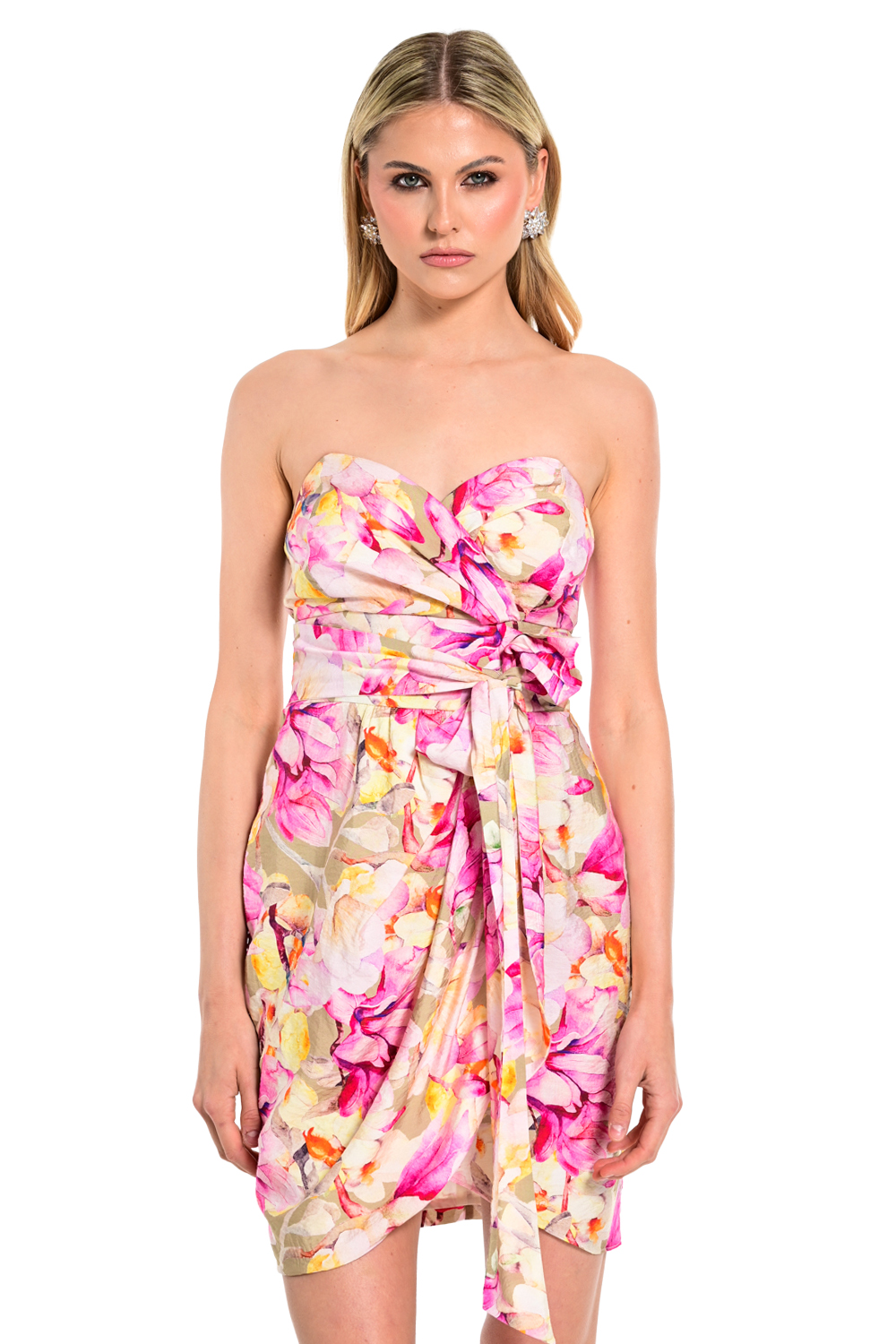 Εμπριμέ mini φόρεμα pink petals - Image 6