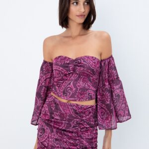 Off shoulder corset top εμπριμέ