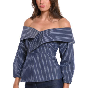Μπλε ριγέ off shoulder top