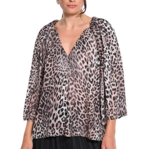 Leopard μπλούζα με V λαιμόκοψη